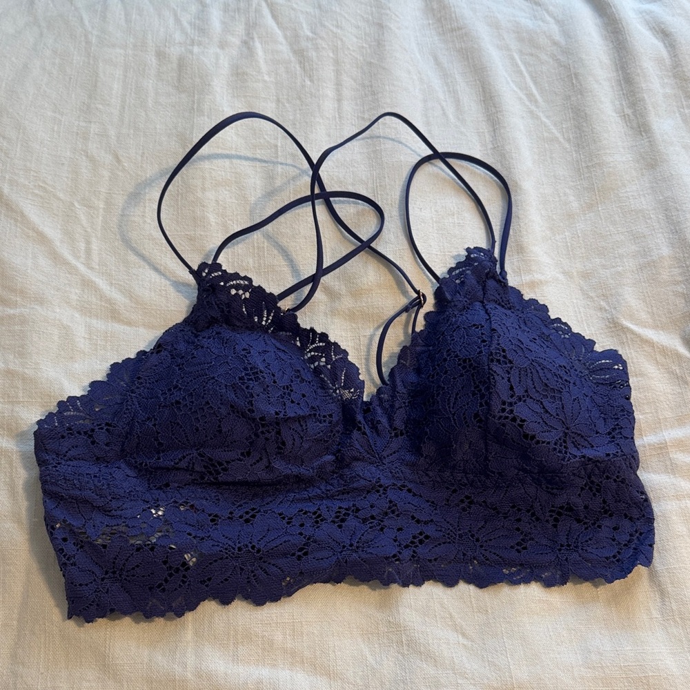 PINK Elegant Lace Bralette in Purple Blue